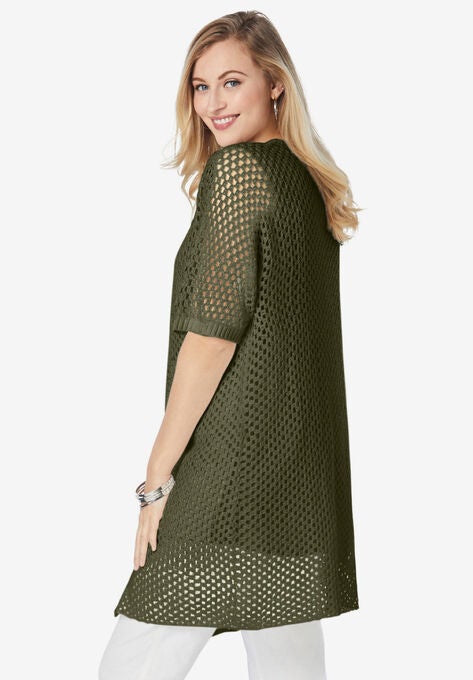 Crochet Long Cardigan, , alternate image number null