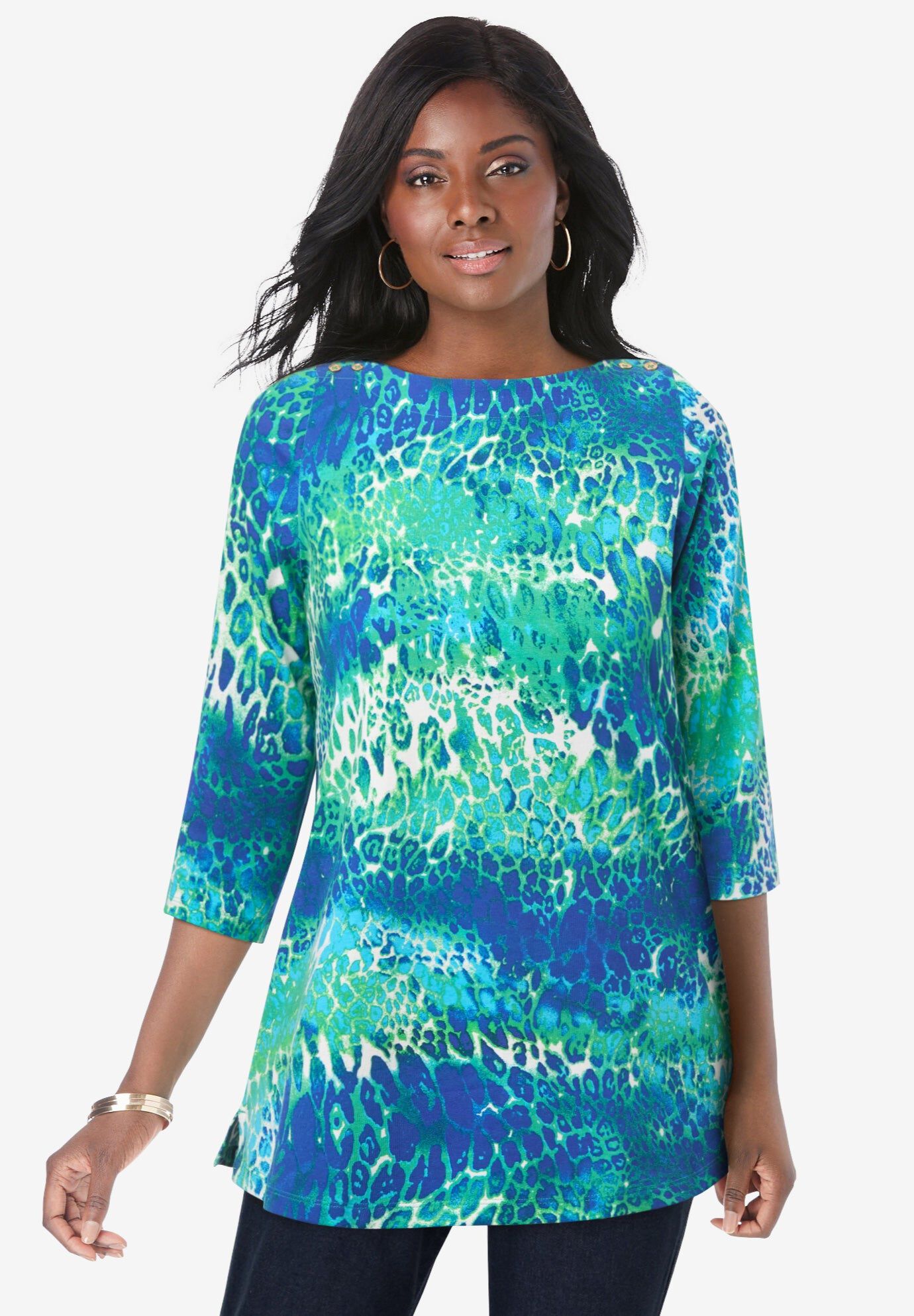 Stretch Cotton Boatneck Tunic