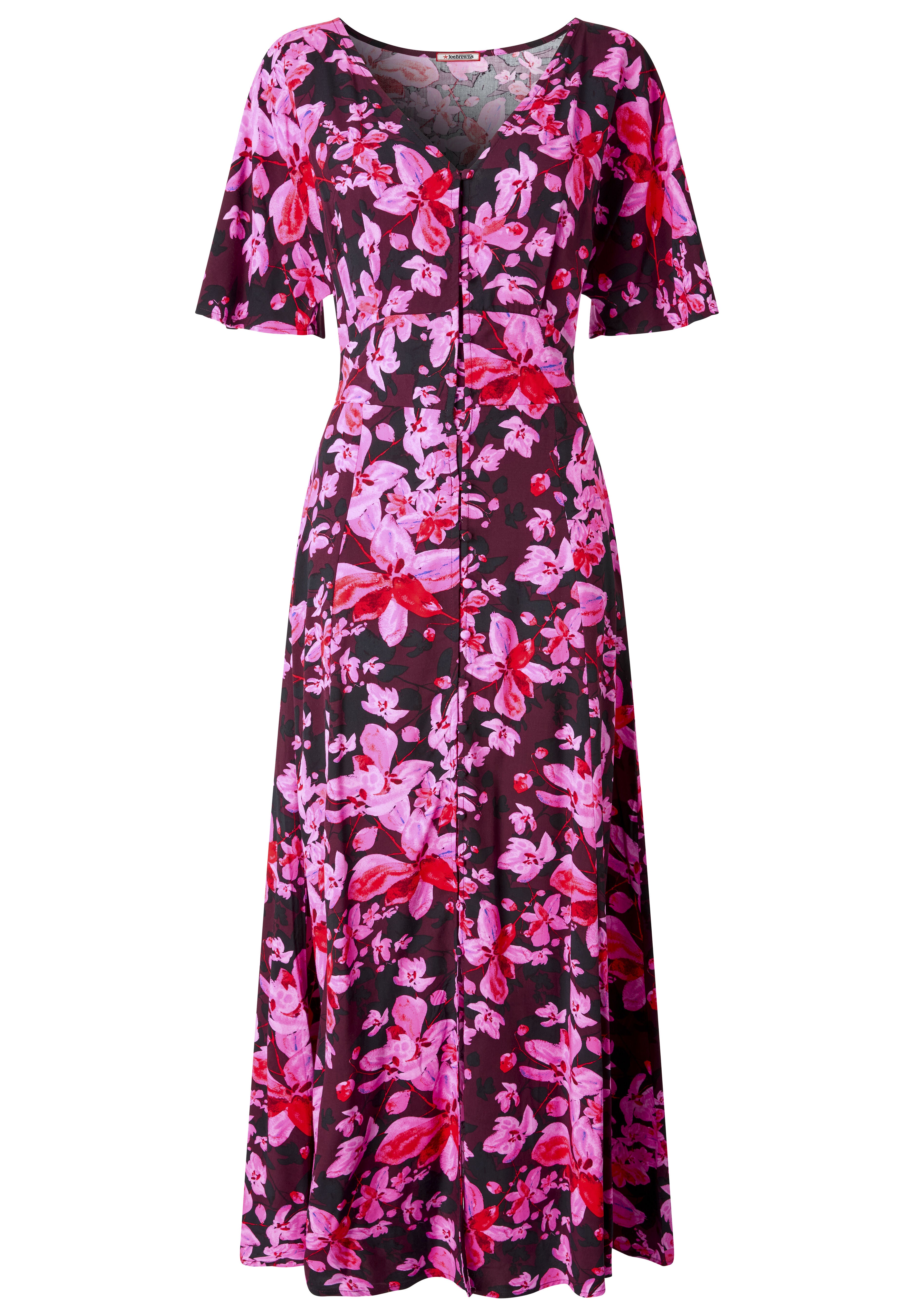 Flutter Sleeve Maxi Dress, PINK ABSTRACT FLORAL, alternate image number 3