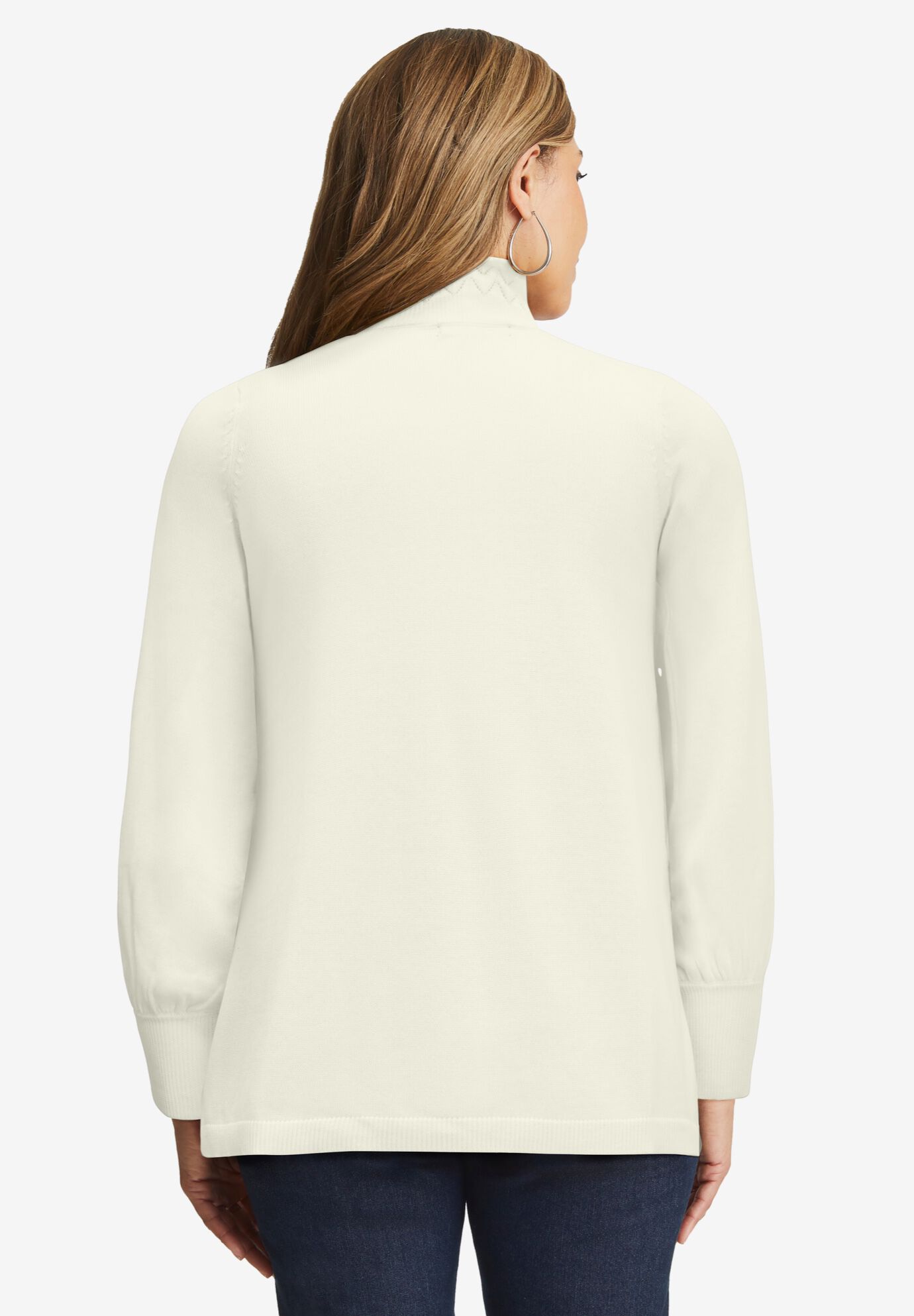 Ruffle Neck Pullover, IVORY, on-hover image number 1