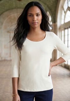 Stretch Cotton Scoop Neck Tee