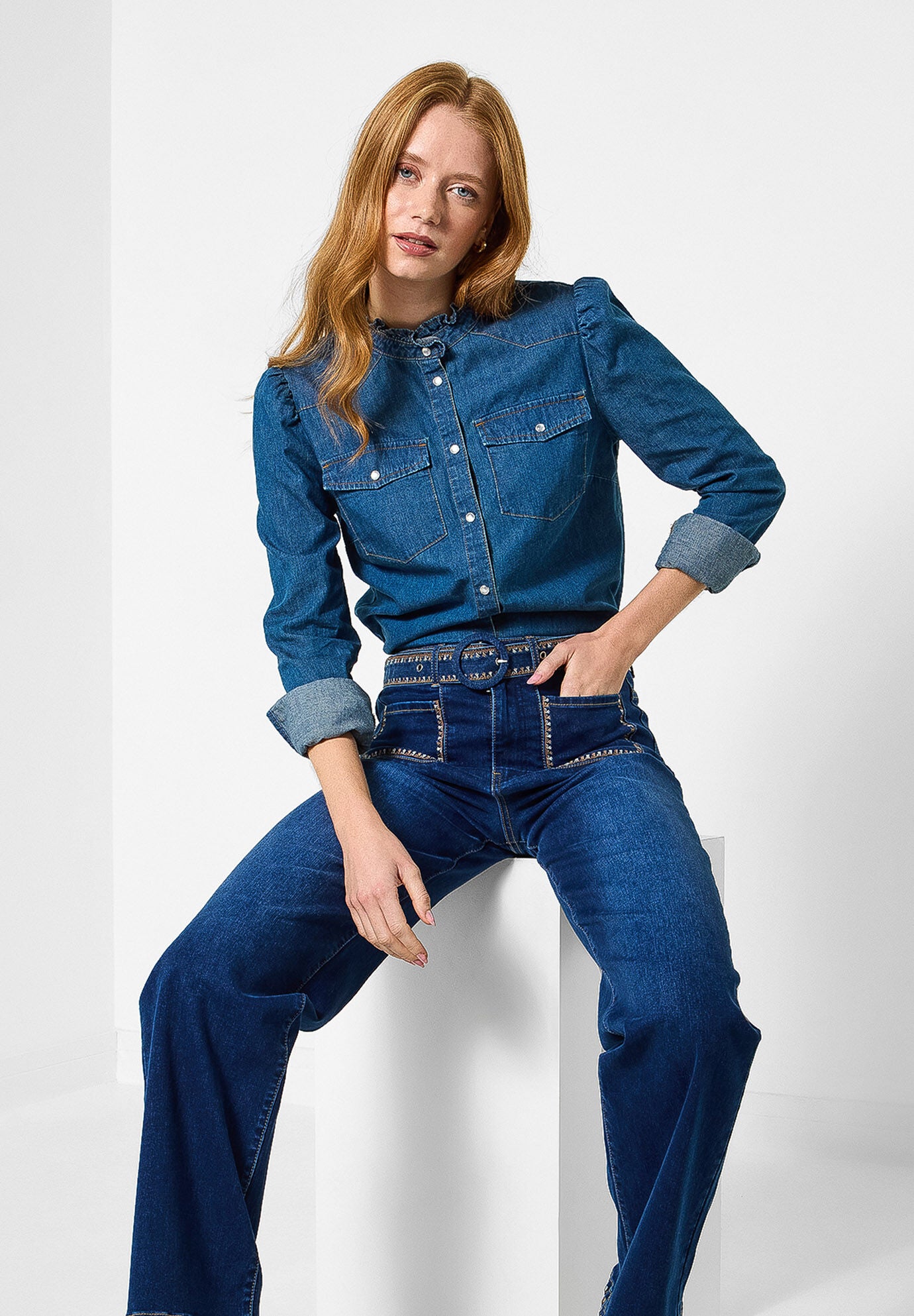 Denim Chambray Shirt, DARK CHAMBRAY, alternate image number 4