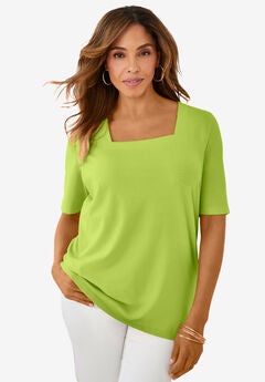 Stretch Cotton Square Neck Tee