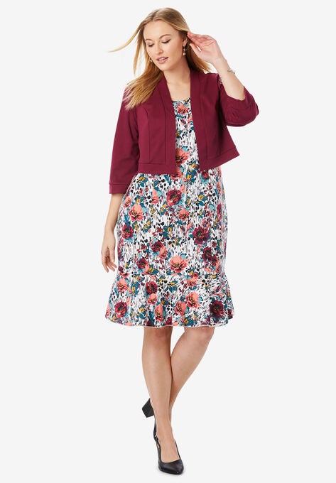 Ponte Jacket Dress Plus Size Dresses Roaman S