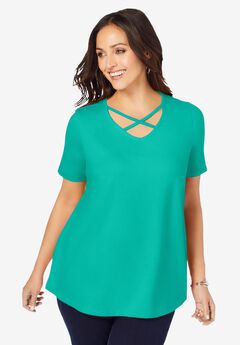 Stretch Cotton Crisscross Strap Tee