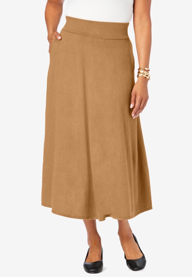 A-Line Cashmere Skirt, BROWN MAPLE, hi-res image number null