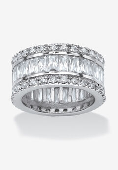 Platinum over Sterling Silver Cubic Zirconia Eternity Bridal Ring