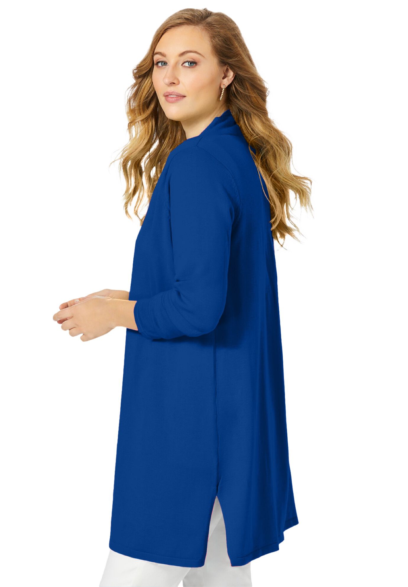 Fine Gauge Cardigan Topper, DARK SAPPHIRE, alternate image number 2