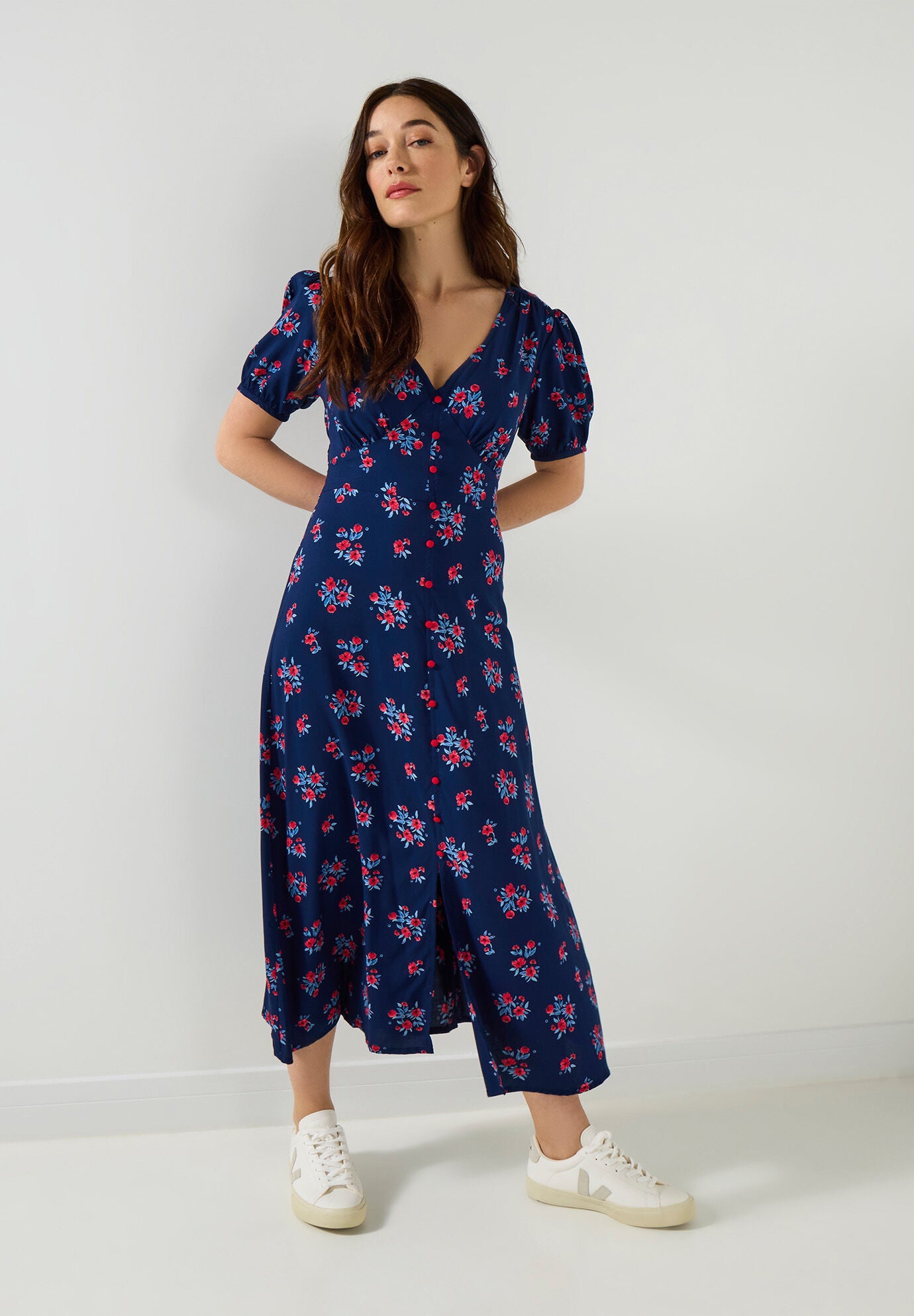Tea Midi Dress, NAVY DAINTY BLOOM, alternate image number 4