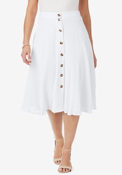 Button-Front Gauze Midi Skirt