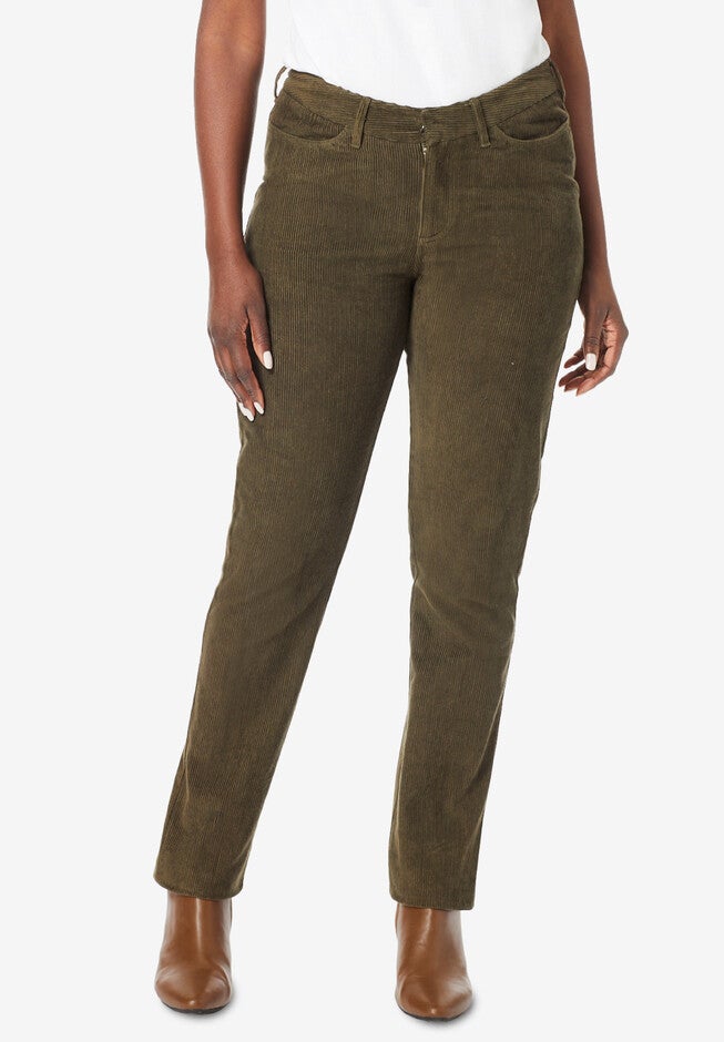 Corduroy Trousers, DARK OLIVE GREEN, hi-res image number 0