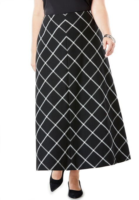 Wool-Blend Maxi Skirt, BLACK WINDOW PANE, hi-res image number null