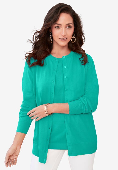 Fine Gauge Cardigan, AQUA SEA, hi-res image number null