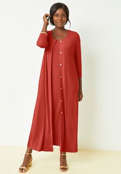 2-Piece Stretch Knit Duster Set