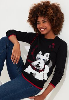 Puppy In Plaid Pullover Novelty Sweater