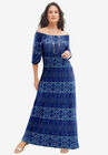 Blouson Maxi Dress, BLUE SCALLOP MEDALLION, hi-res image number null