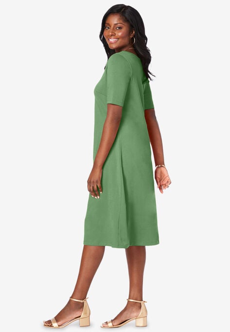 Square Neck Midi Dress, , alternate image number null