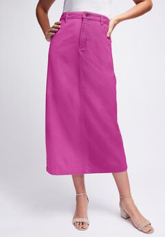 Classic Cotton Denim Midi Skirt