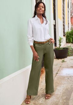 Stretch Cotton Chino Wide-Leg Trouser