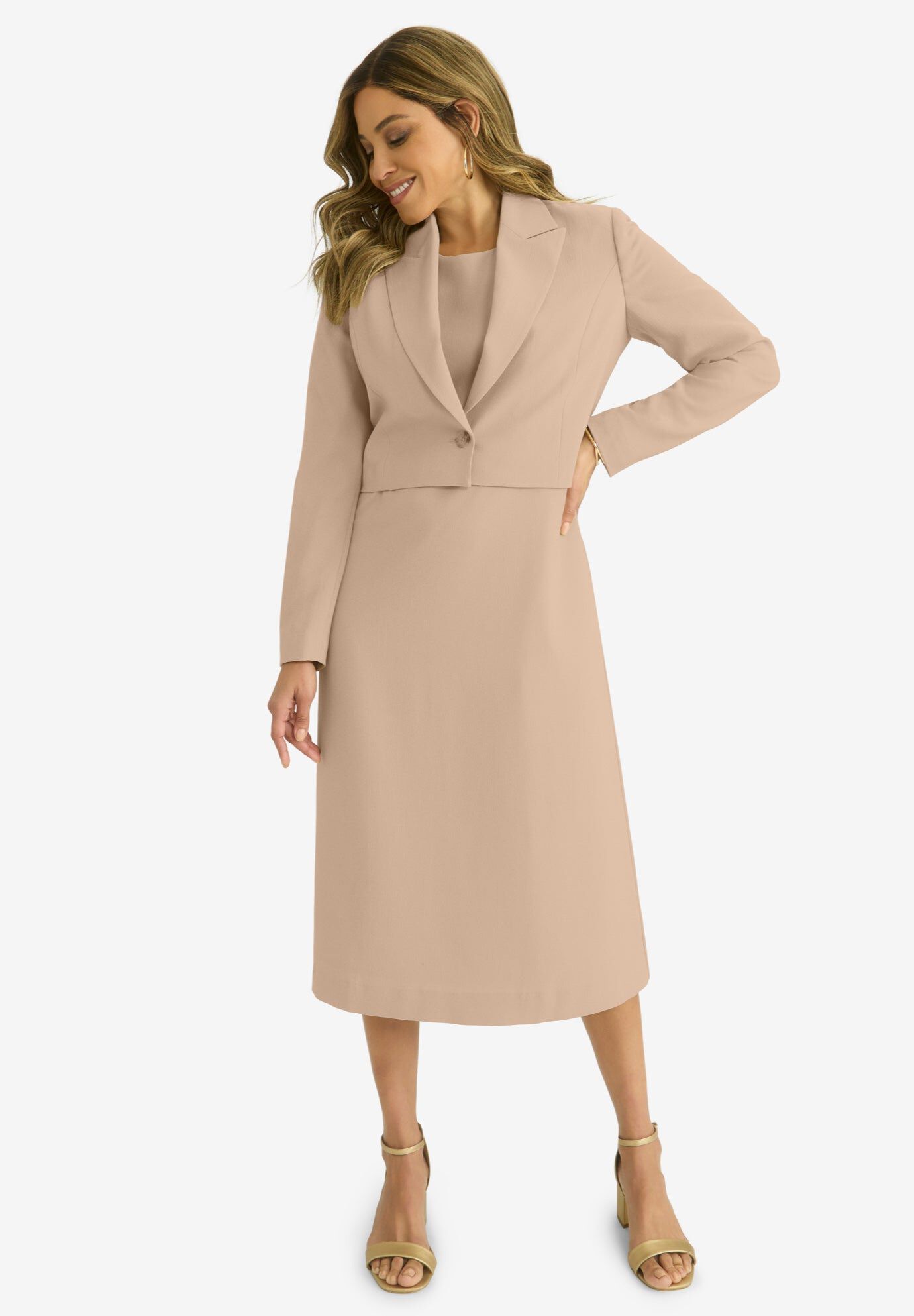 Cropped Jacket Dress, NEW KHAKI, hi-res image number 0