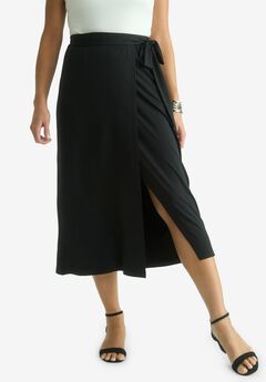 Faux Wrap Midi Skirt