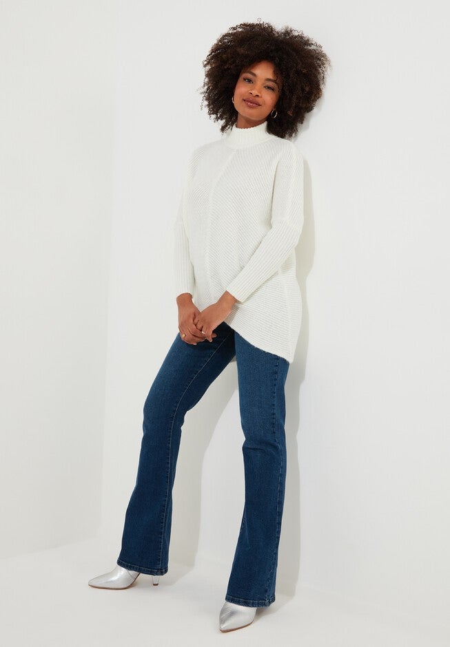 Mockneck Rib Sweater, CREAM, alternate image number null