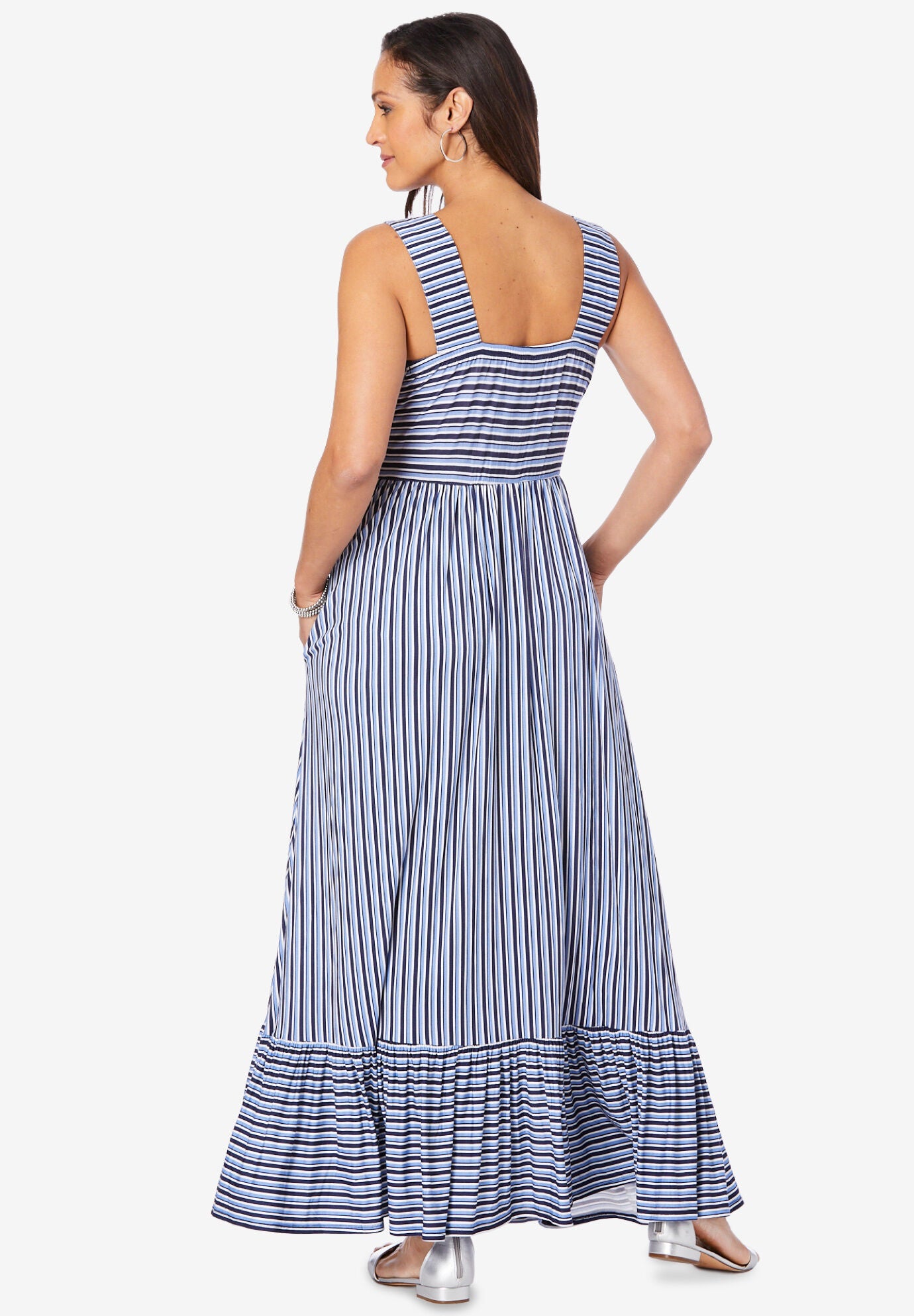 Stripe Tiered Maxi Dress, , on-hover image number 1