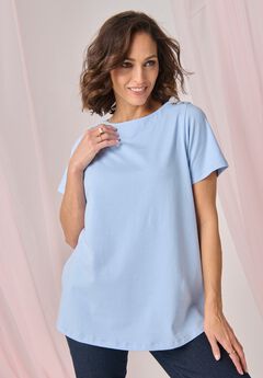 Short Sleeve Boatneck Knit Tee