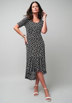 Stretch Knit Flounce Hem Maxi Dress
