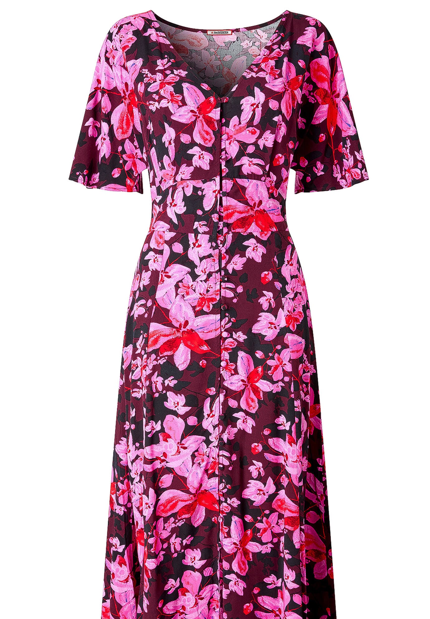 Flutter Sleeve Maxi Dress, PINK ABSTRACT FLORAL, alternate image number 3