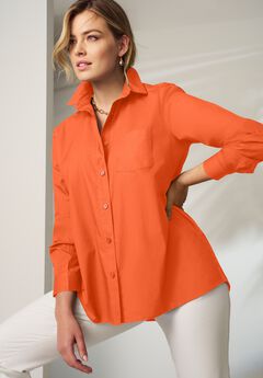 Wrinkle-Free Stretch Cotton Oversized Shirt