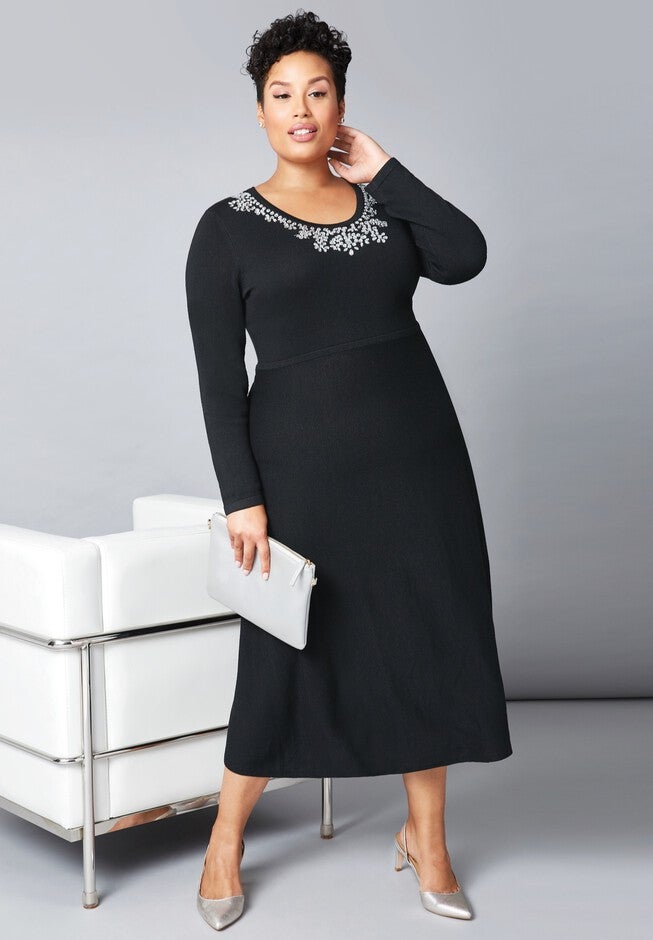 Embellished Sweater Dress, , alternate image number null