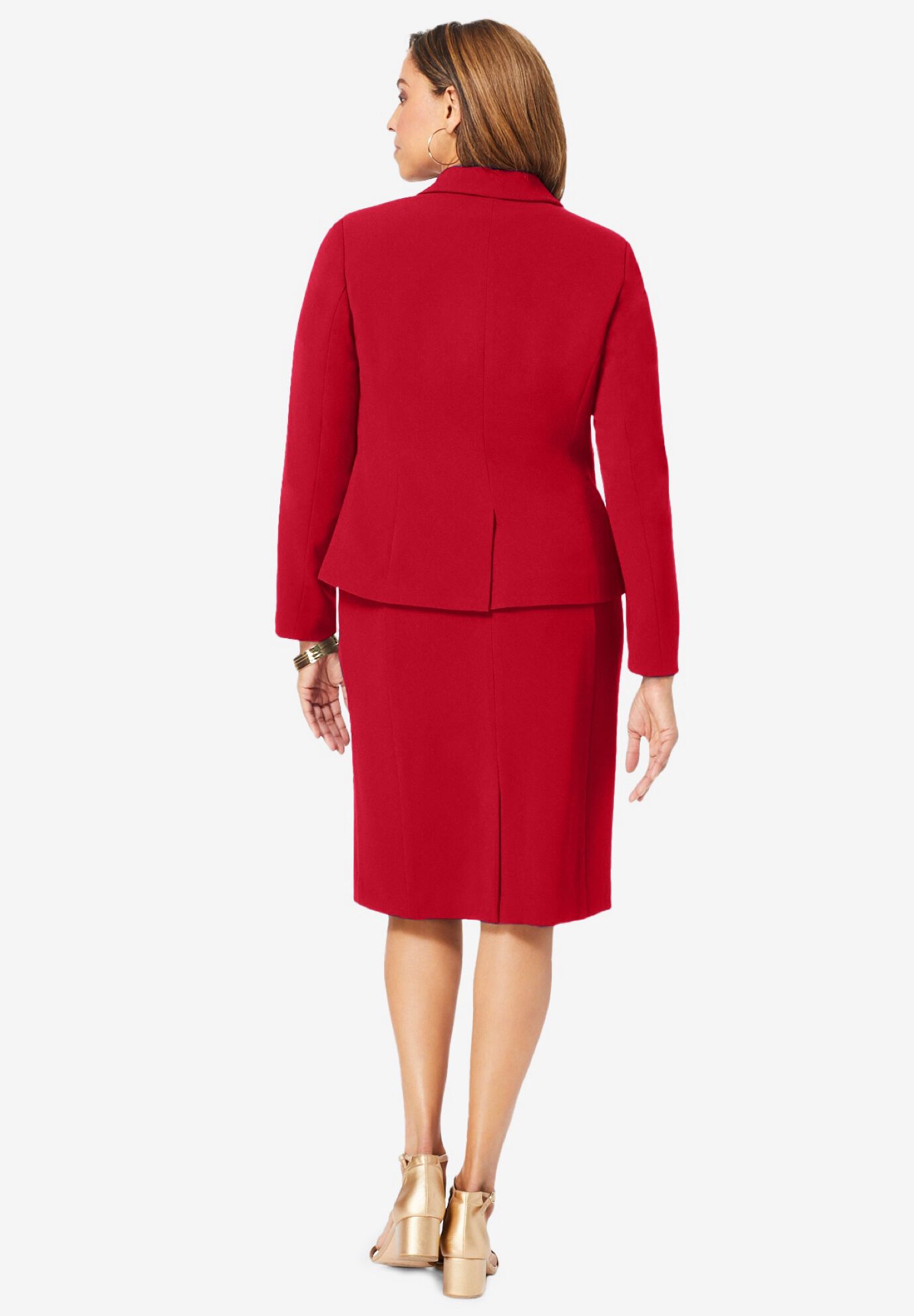 2-Piece Stretch Crepe Single-Breasted Jacket Dress, WHITE FLORAL GARDEN PLACEMENT, on-hover image number 1