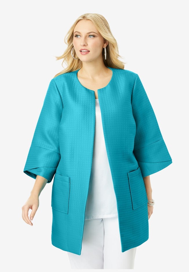 Tulip Sleeve Jacket, DEEP TURQUOISE, hi-res image number 0