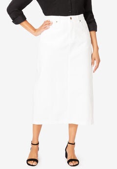 Classic Cotton Denim Midi Skirt