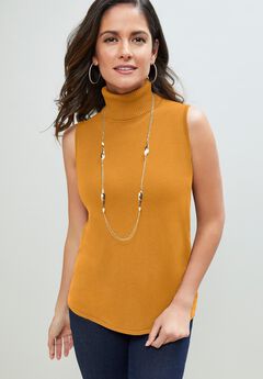 Carefree Cashmere Sleeveless Turtleneck Shell
