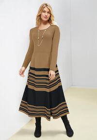 Stretch Ponte Flare Dress | Roaman's