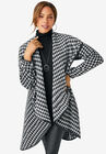 Faux Leather-Trim Sweater, BLACK HOUNDSTOOTH PATCHWORK, hi-res image number null