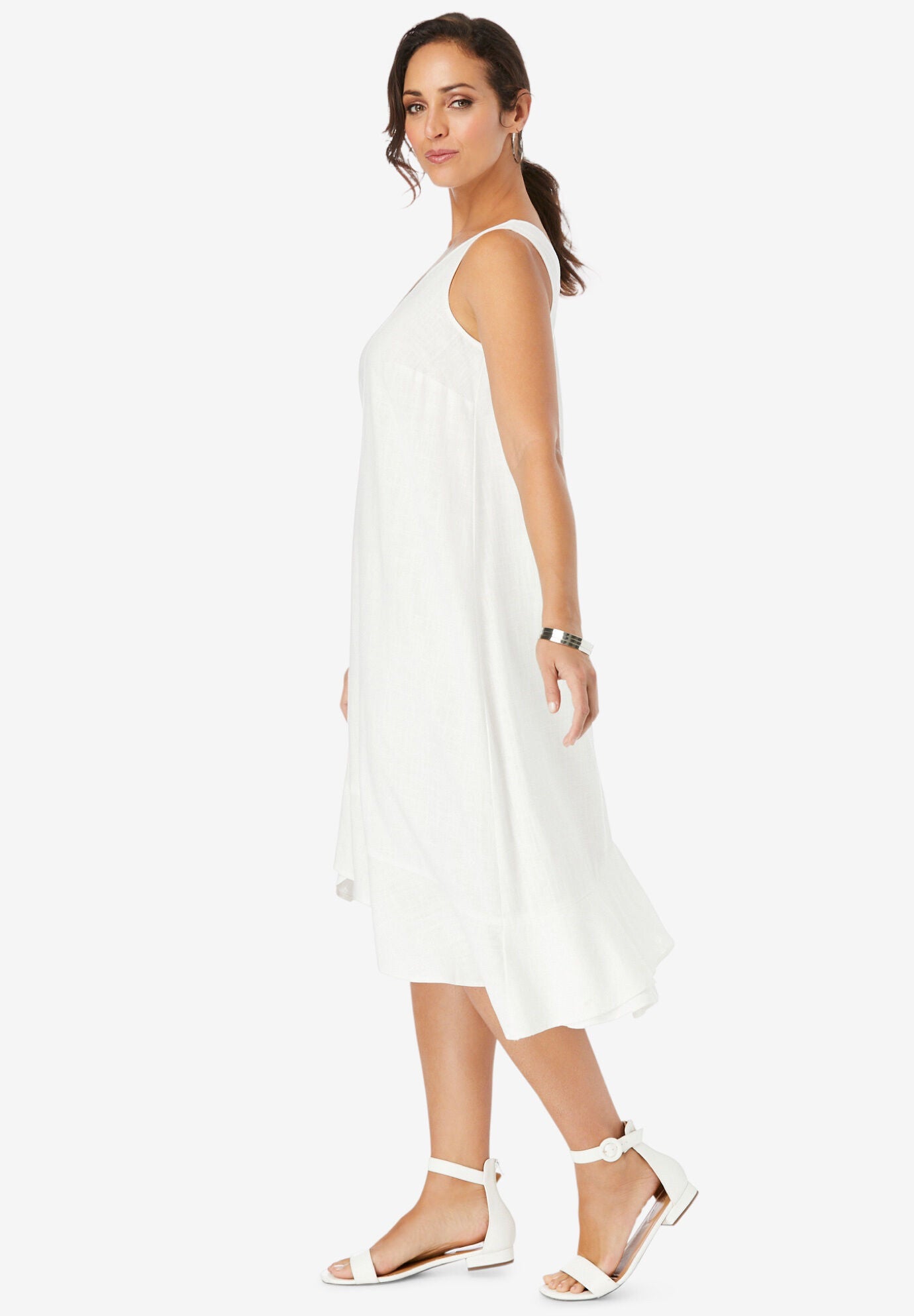 Linen Flounce Dress, , alternate image number 2