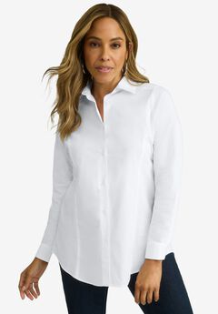 Plus Size White Cotton Shirts