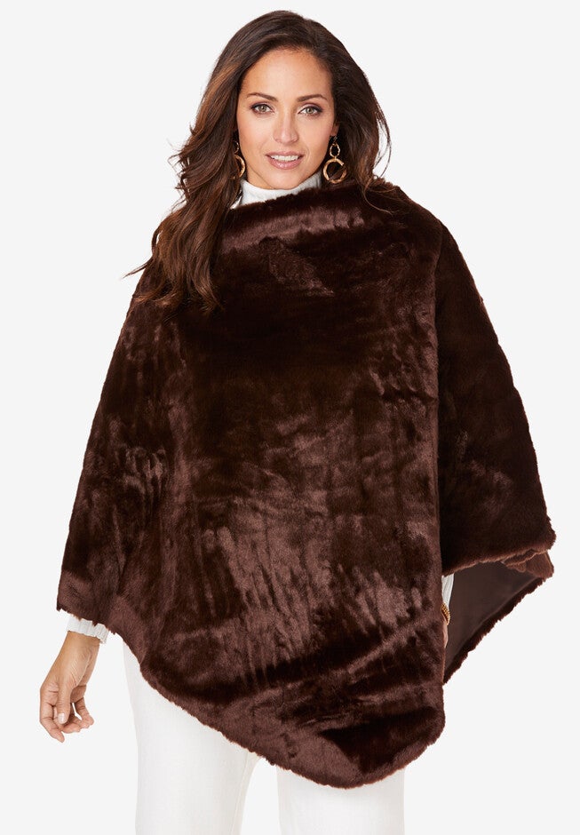 Faux Fur Poncho, MINK, hi-res image number 0