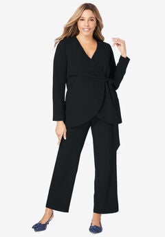2-Piece Faux Wrap Pantsuit