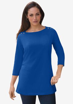 Stretch Cotton Boatneck Tunic