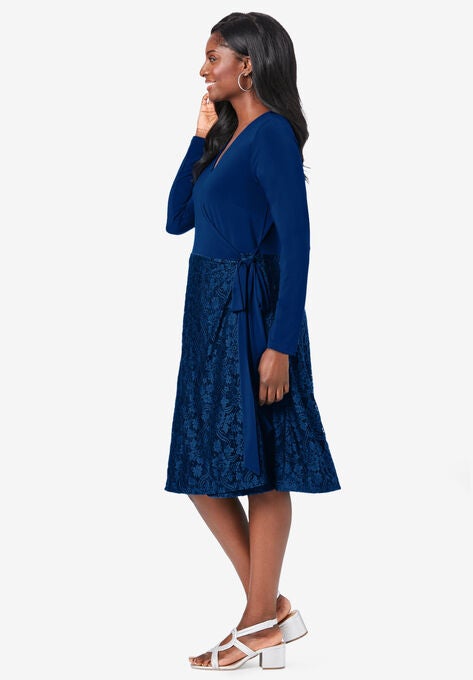 Long Sleeve Wrap Dress, , alternate image number null