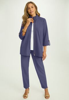 Knit Crepe Winged Collar Set