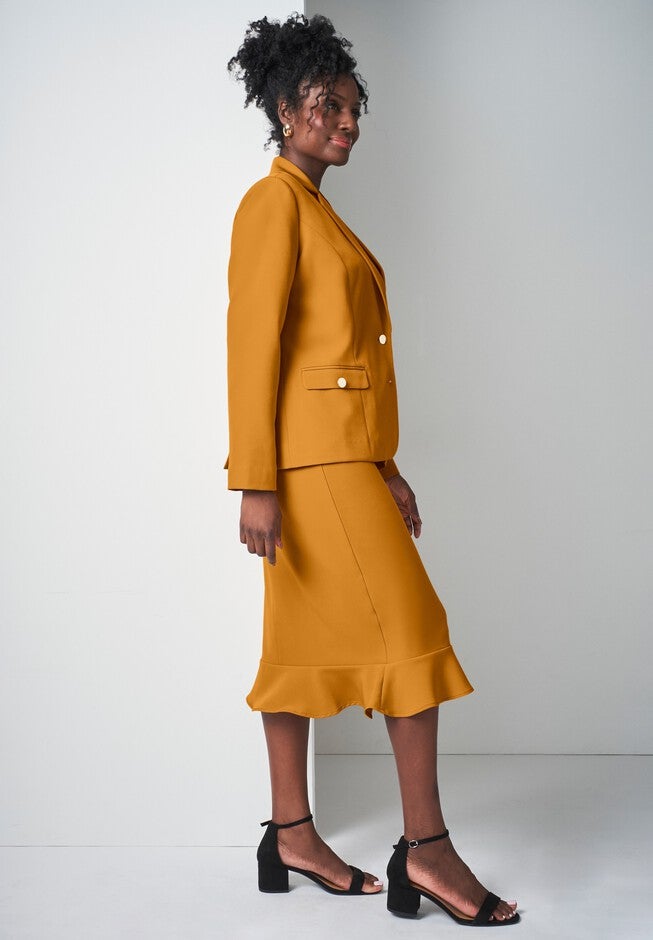 Peplum Skirt Suit, RICH GOLD, alternate image number null