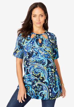 Stretch Knit Cutout Swing Tunic