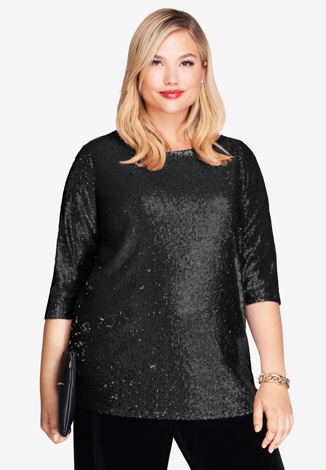 black sequin tunic top