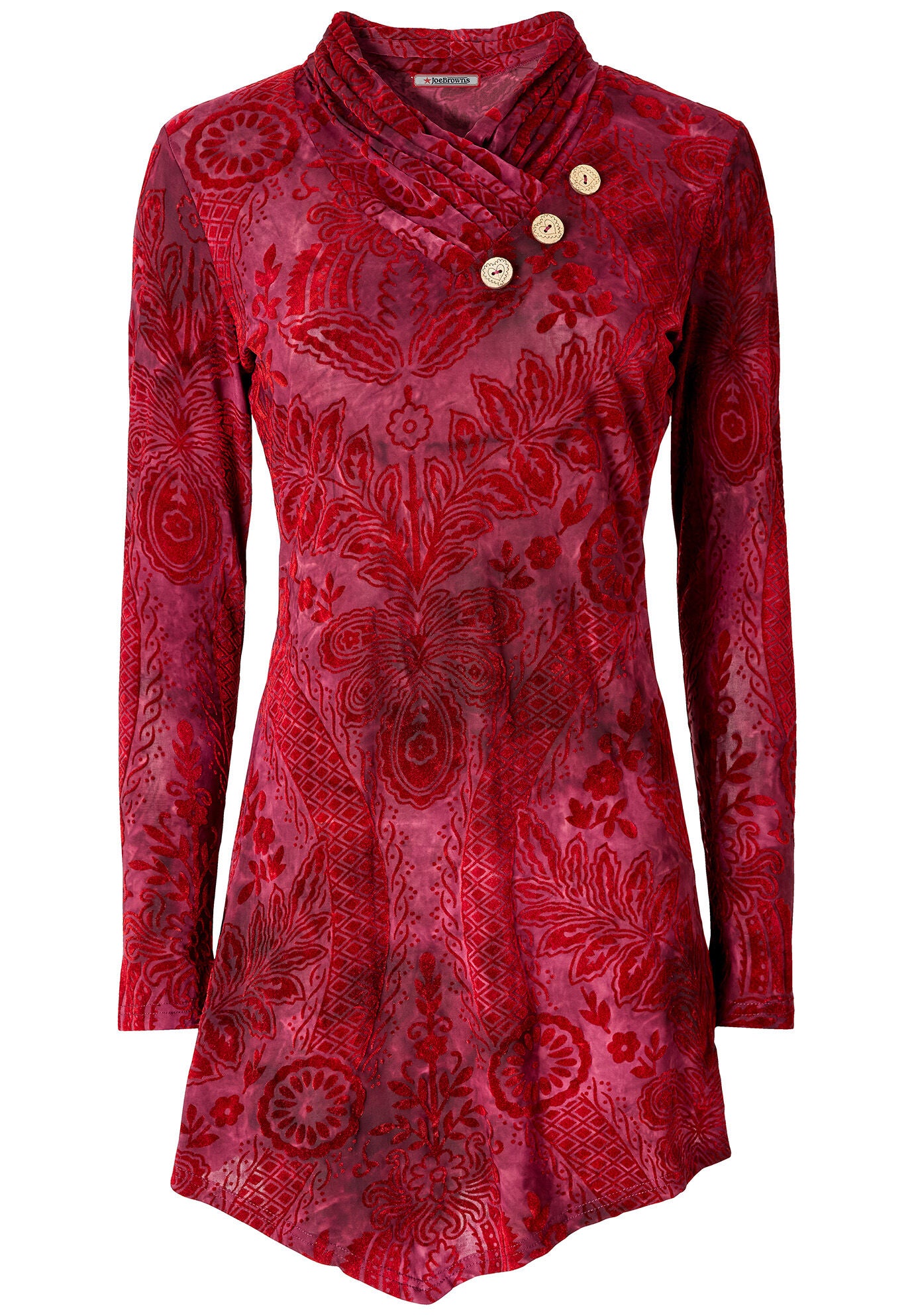 Asymmetric Burnout Tunic, RED BURNOUT, alternate image number 1