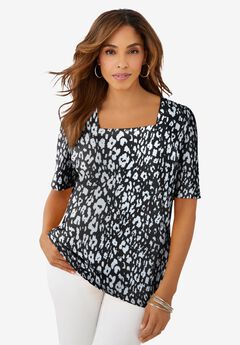 Stretch Cotton Square Neck Tee